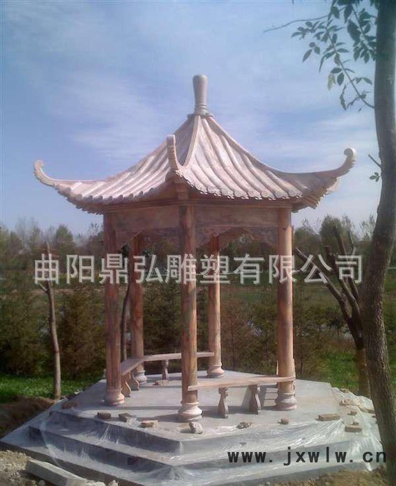 特價(jià)亭子 晚霞紅六角亭 漢白玉石雕涼亭走廊曲陽雕刻直銷