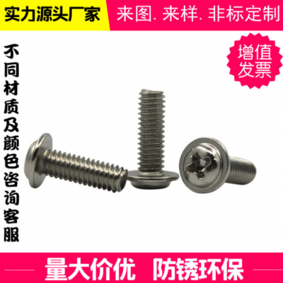 十字圓頭帶介螺絲pwm盤頭自帶墊片機(jī)絲牙帶介子精密電子小螺絲
